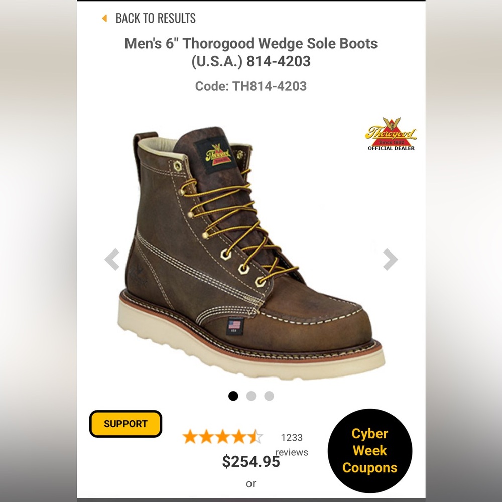 Thorogood Men's Brown Wedge Sole Boots